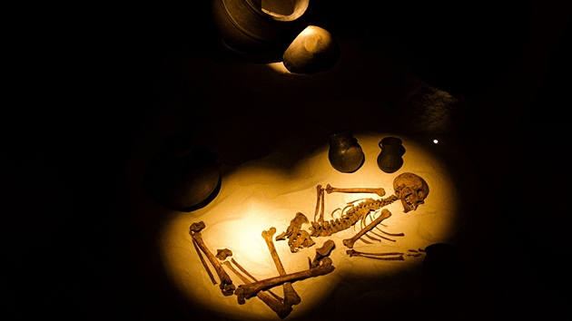 Ukázka pravěkého pohřbívání v muzeu ve Všestarech (15. 1. 2013)