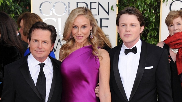 Michael J. Fox, jeho žena Tracy Pollanová a syn Sam Fox 