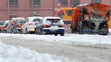 Nový sníh v eských Budjovicích. (17. ledna 2013)