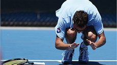 VÝBUCH. Polský tenista Jerzy Janowicz neudr�el na Australian Open emoce na uzd�.