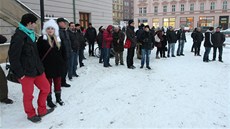 Na olomouckém protestu proti zástupcm KSM ve vedení kraje se v pondlí 14.