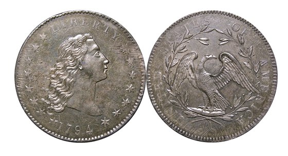 Stíbrný dolar z roku 1794