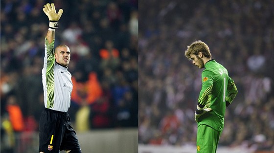 VYMNÍ SI KLUBY? Barcelonský Victor Valdés (vlevo) a David De Gea z Manchesteru