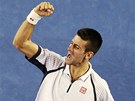 JO! Novak Djokovi slaví postup do semifinále Australian Open.