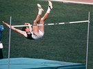 Legendární výka  Dick Fosbury pi olympijském závod v Mexico City v roce