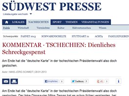 Koment ke zvolen Miloe Zemana eskm prezidentem na webu Sdwest Presse