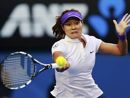 KONCENTRACE. ínská tenistka Li Na sleduje míek ve finále Australian Open.