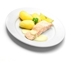 Losos s citronovo-máslovou omákou a pílohou byl v nabídce restaurace IKEA v...