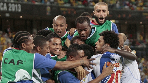Fotbalist Kapverdskch ostrov oslavuj gl v zpase Africkho pohru proti Maroku.