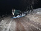 Nehoda náklaáku s raelinou na dálnici D1 mezi Rousínovem a Vykovem