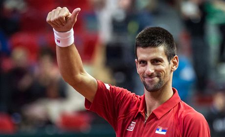 BEZ PROBLÉM. Srbský tenista Novak Djokovi v utkání Davis Cupu proti Belgii. 