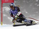 Lindsey Vonnová na trati Superobího slalomu na MS v rakouském Schladmingu.