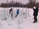 Ledové sochy tuák ped moskevským divadlem