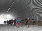 TUNEL. Balík bc projídí tunelem na olympijské trati v ruském Soi. 