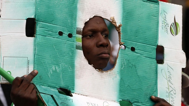 FANDM. Pznivec Nigrie podporuje nrodn tm ve tvrtfinle africkho ampiontu proti Pobe slonoviny.
