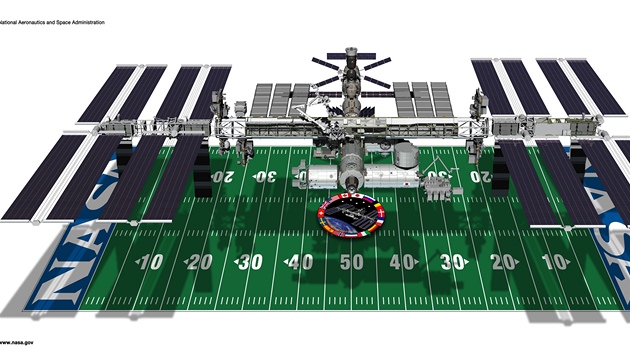 Mezinrodn vesmrn stanice je piblin stejn velk jako hit pro americk fotbal.