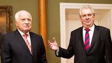 Václav Klaus pijal na Praském hrad svého nástupce Miloe Zemana. (5. února