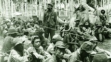 Japonští váleční zajatci v táboře na ostrově Guadalcanal (květen 1942)