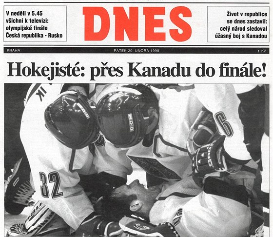 Zvlátní vydání MF DNES bhem olympiády v Naganu (20. února 1998)