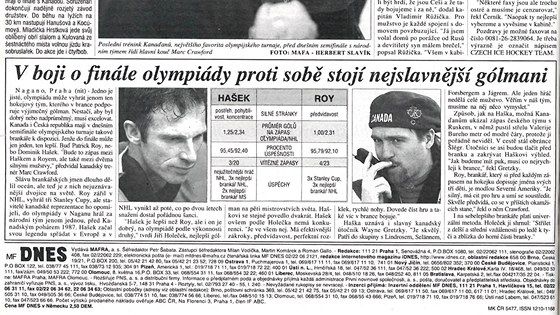 MF DNES bhem olympiády v Naganu (20. února 1998)