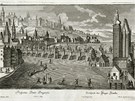 J.G. Ringle,  F. B. Werner: Praské panorama s mosteckou barokní galerií, kolem...