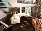 Vizualizace: obývací pokoj pedstavuje otevený obytný prostor, voln na nj...