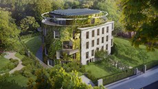 Vizualizace: pohled na rezidenci Bubene� Gardens shora, výrazné jsou vertikální...