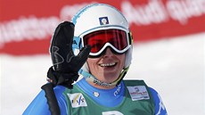 Italská lyaka Nadia Fanchiniová  v cíli sjezdu na mistrovství svta ve