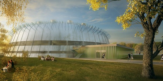 Slavné ímské Koloseum pipomíná vítzný návrh Atelieru 8000 na Centrum halových sport v eských Budjovicích.