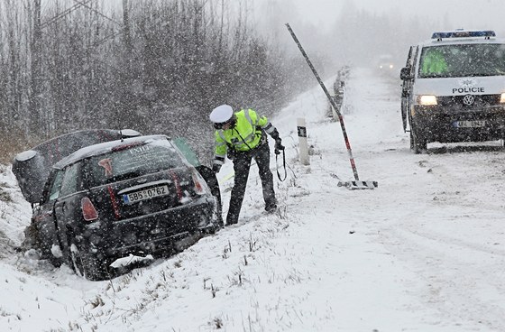 Nehoda na silnici z Jihlavy k dálnici D1 ve stedu 20. února.