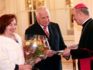 Livia Klausová a prezident Václav Klaus pi louení se zahraniními diplomaty...