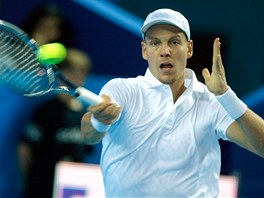 KONCENTRACE. Tom Berdych na turnaji v Marseille v semifinle proti Dmitrijovi