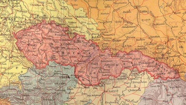 Území Československa a jeho sousedů na původní mapě z doby před rokem 1938