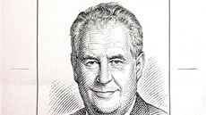 Rozkresba pro po�tovní známku s Milo�em Zemanem