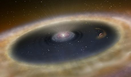 Kresba potenciální planety v systému LKCa 15, na její existenci se vak vdci...