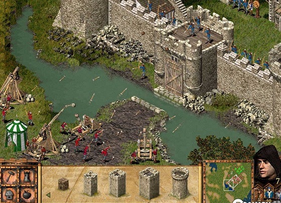 Obrázek ze strategie Stronghold, v ní hrá chránil a dobýval hrady,