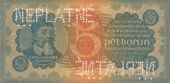 Ptikorunovou bankovku z roku 1921 navrhl malí a grafik Jaroslav Benda.