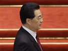 Odcházející ínský prezident Chu in-tchao v pekingském Paláci lidu (5. bezna