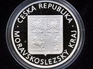 Na druhé stran pamtní mince je vyobrazen znak Moravskoslezského kraje.