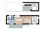 Pdorys domu: pízemí - 1  hala 7,2 m2, 2  koupelna  4,4 m2, 3  toaleta 1,6...