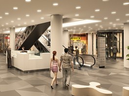 Součástí obchodních pasáží bude výstup ze stanice metra Národní třída na trase...