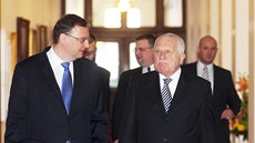 Konící prezident Václav Klaus navtívil naposledy ve své funkci jednání vlády.