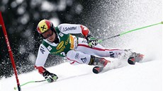 Marcel Hirscher pi obí slalomu, který hostila Kranjska Gora