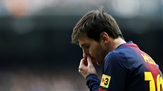 Smutný Lionel Messi z Barcelony