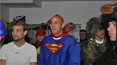 Sparantí fotbalisté Vlastimil Vidlika (vlevo) a Roman Bedná pi natáení