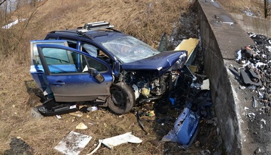 Ve zdemolovaném peugeotu zemel 22letý mu a jkeho roní syn. Ilustraní snímek