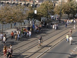 Smetanovo nbe v Praze bez automobilov dopravy