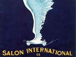Plakát úpln prvního roníku enevského autosalonu z roku 1924