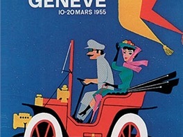 Plakát enevského autosalonu z roku 1955