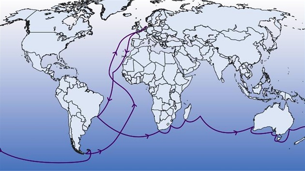 Trasa vzkumn plavby Univerzity Palackho a nizozemskch nmonk zane v Brazlii a skon na Falklandech.